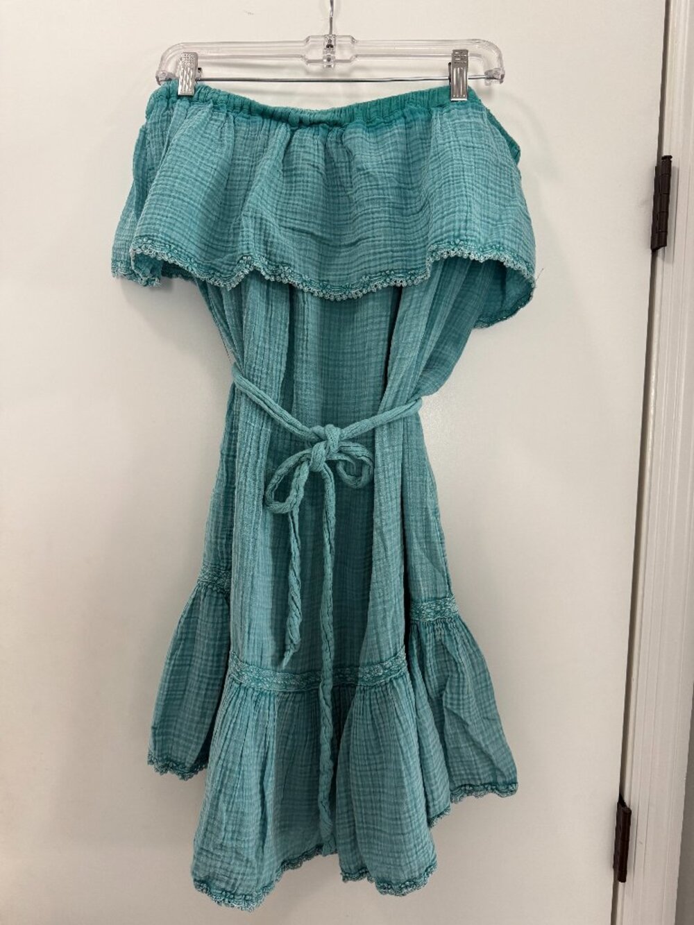 Daily Practice by Anthropologie Teal Strapless Gauze Dress - XL
